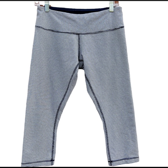 Lululemon Wunder Under Crop Black White Inkwell Gingham - Picture 8 of 9